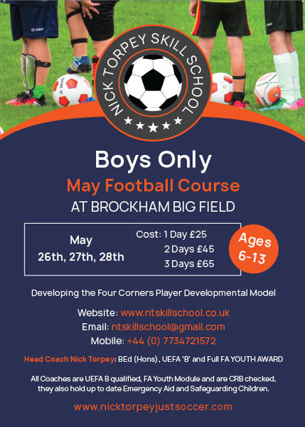 Half Term Boys Only 26th, 27th, 28th May Ages 6-13 years old